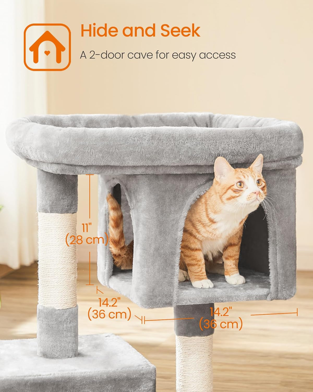 Cat Tree for Large Cats, Cat Tower 2 Cozy Plush Condos and Sisal Posts