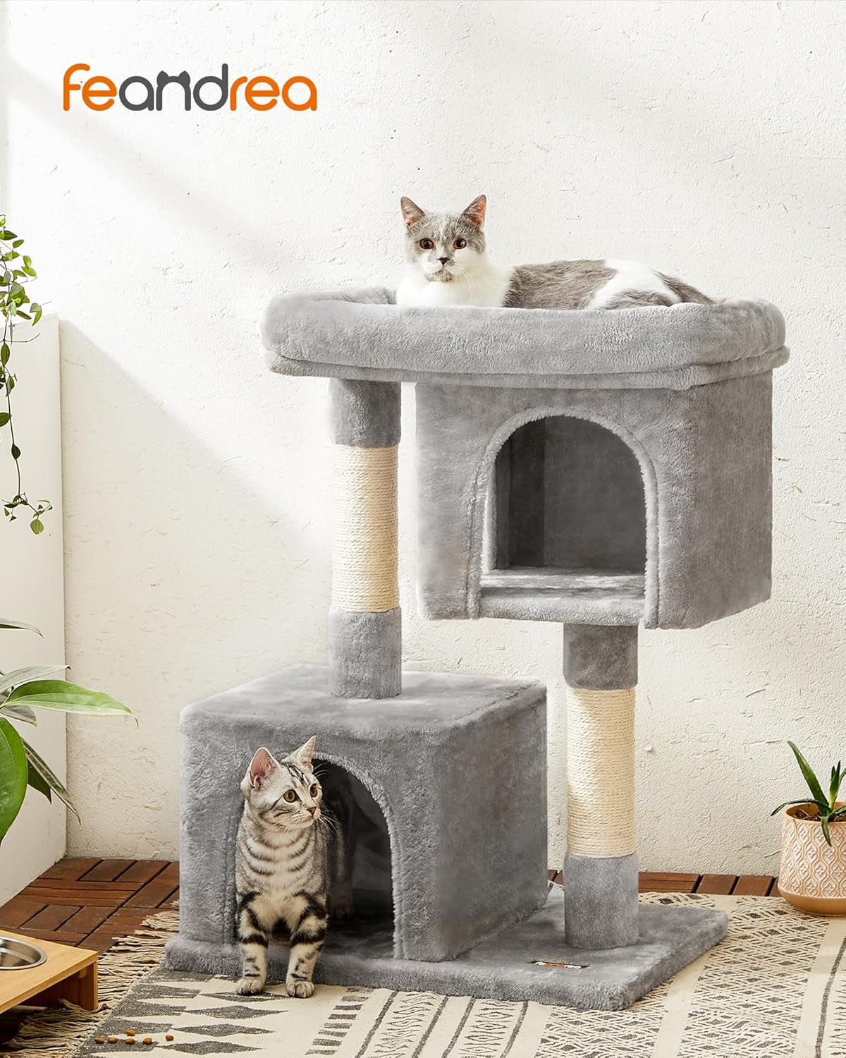 Cat Tree for Large Cats, Cat Tower 2 Cozy Plush Condos and Sisal Posts