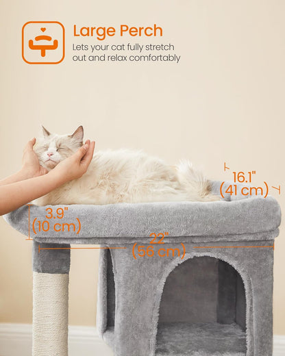 Cat Tree for Large Cats, Cat Tower 2 Cozy Plush Condos and Sisal Posts