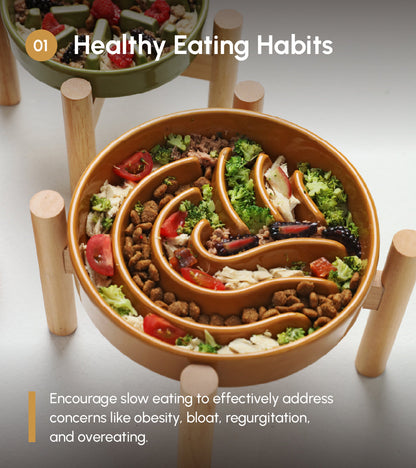 [Wave] Slow Feeder Dog Bowls - Pink / Beige / Orange