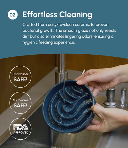 [Wave] Slow Feeder Dog Bowls - Pink / Beige / Orange