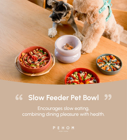 [Wave] Slow Feeder Dog Bowls - Pink / Beige / Orange